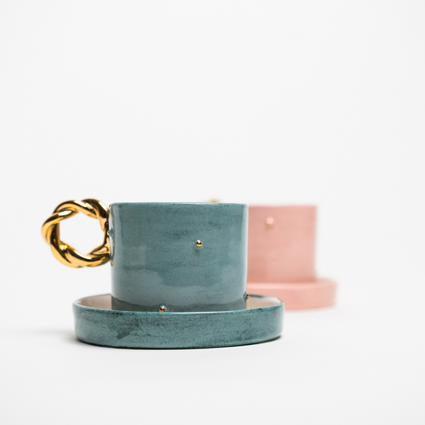 The Pixie Collection | Ceramic Cup & Saucer | Gold Painted Accents