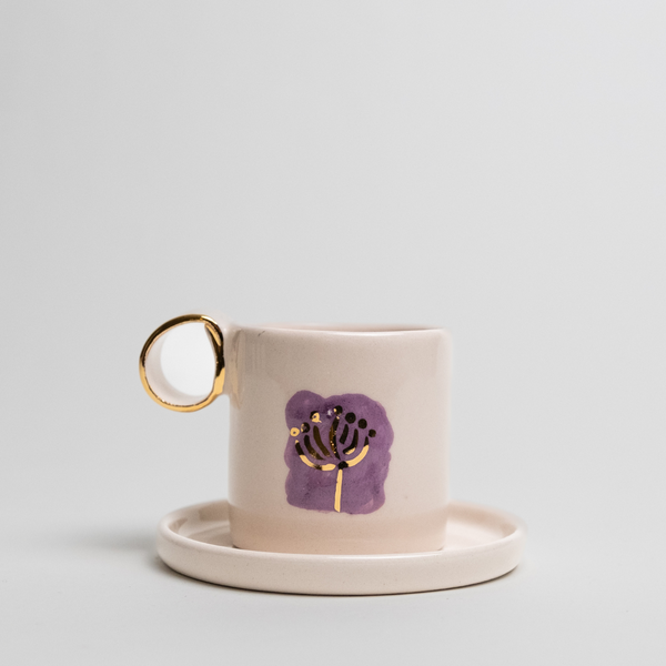 The 4 Seasons Collection | Ceramic Cup & Saucer | Gold Painted Accents