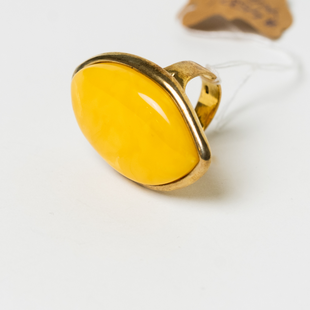 Large Butterscotch Marquise Ring | Amber Collection | Genuine Baltic Amber