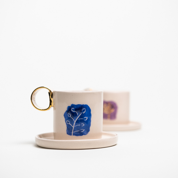 The 4 Seasons Collection | Ceramic Cup & Saucer | Gold Painted Accents