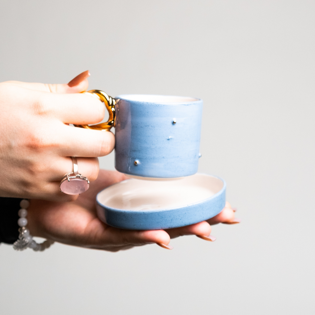 The Pixie Collection | Ceramic Cup & Saucer | Gold Painted Accents