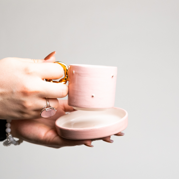 The Pixie Collection | Ceramic Cup & Saucer | Gold Painted Accents