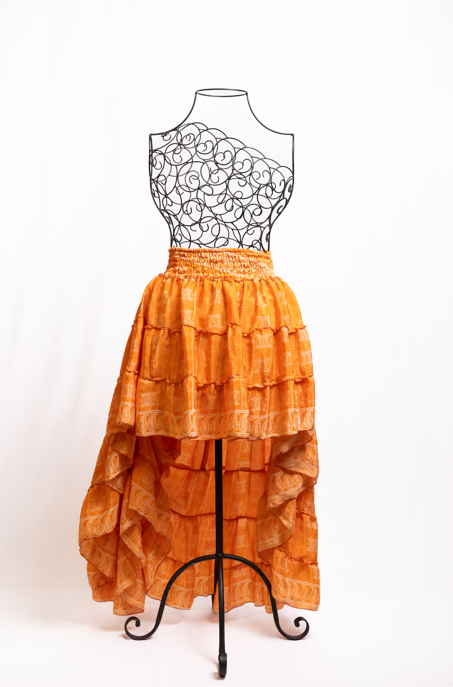 Boho Vintage Orange Ruffle Skirt