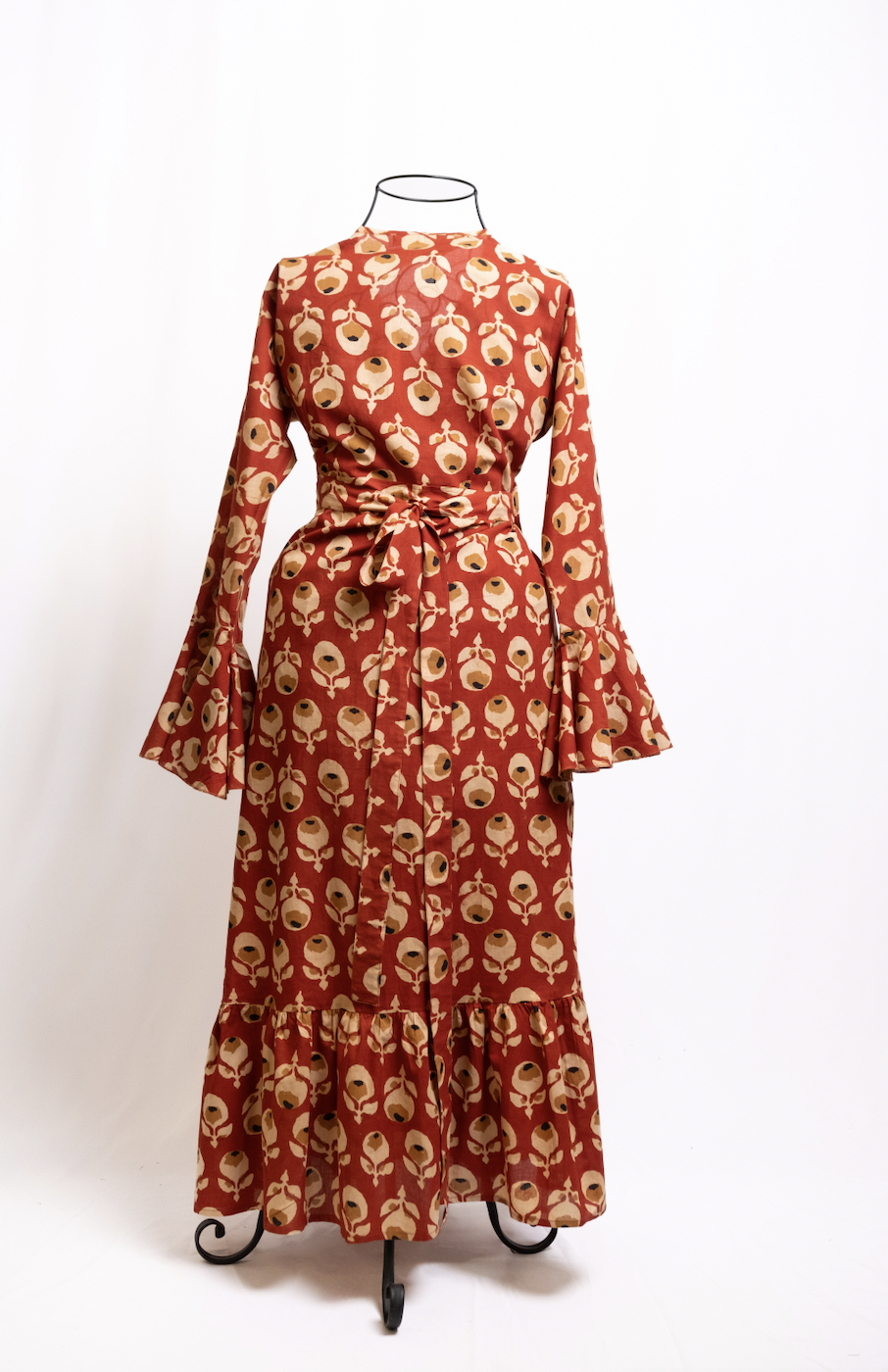 Boho Vintage Red & Tuape Long Sleeve Dress – Tamila Designs