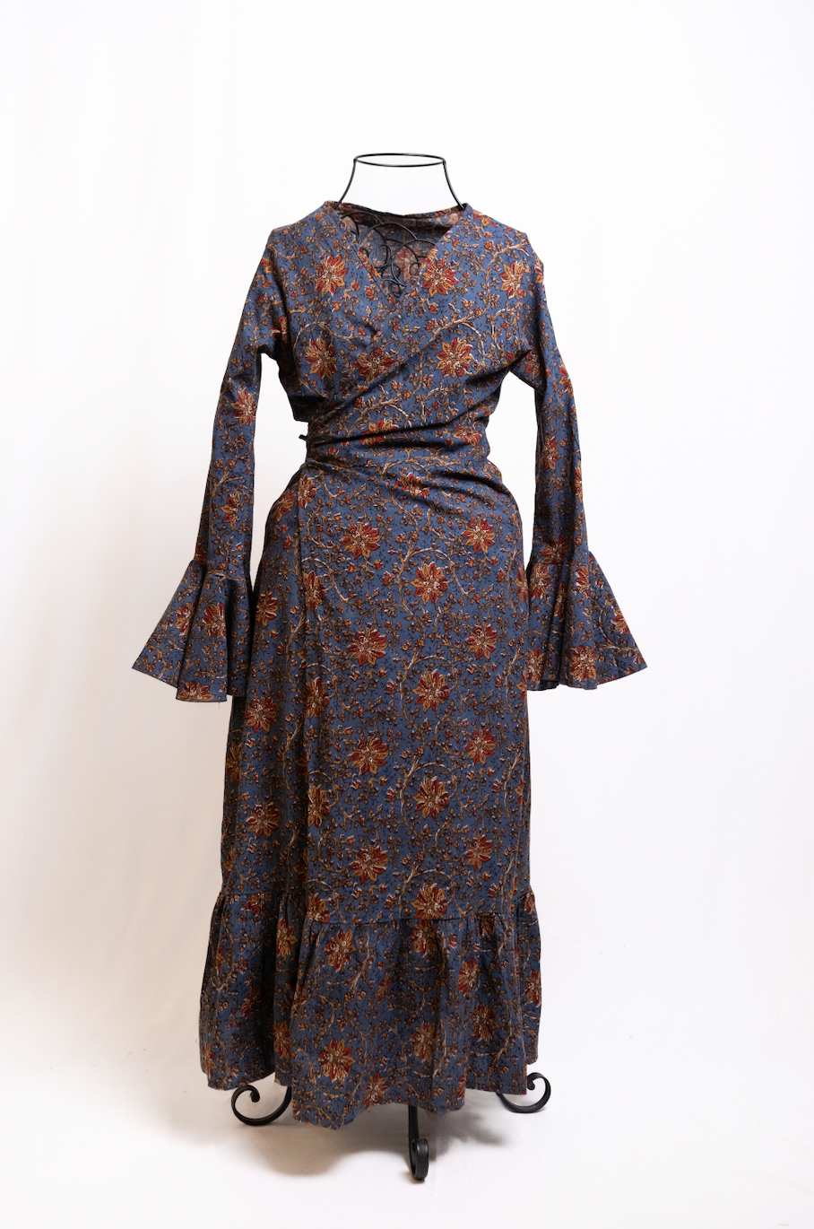 Boho Vintage Blue, Purple & Red Flower Long Sleeve Dress – Tamila Designs